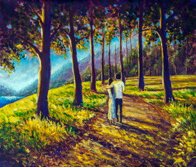 Romantyczny spacer w parku