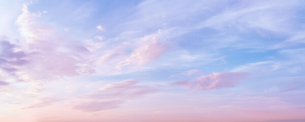 Pastel colored romantic sky panoramic