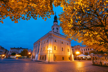 Leszno City hall at evening
