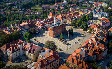 Market Square with town hall in Sandomierz, Poland