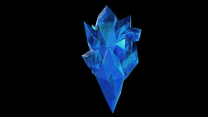 Niebieski kryształ na czarnym tle