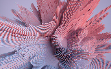 3d render of colorful deatailed shape. Dynamic futuristic background.