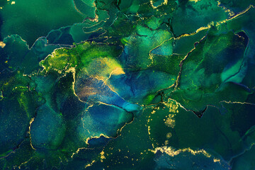 ZIELONA I ZŁOTA FARBA AKWARELA