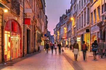 Street scene in old town of Besançon, France