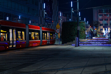 Katowice centrum miasta zimą. 