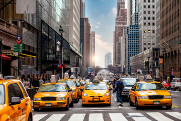 Yellow Taxi in Manhattan, New York City in USA