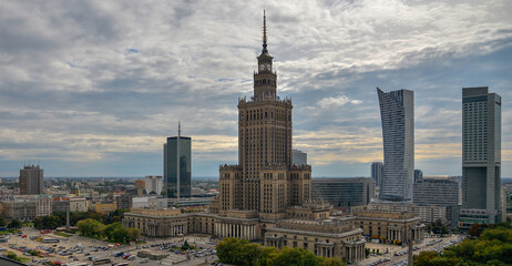 Stolica polski Warszawa, widok z lotu ptaka na miejski widok