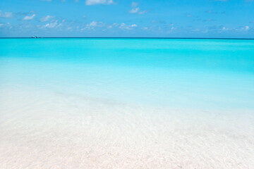 The beautiful gradient blue sea and blue sky of Maldives