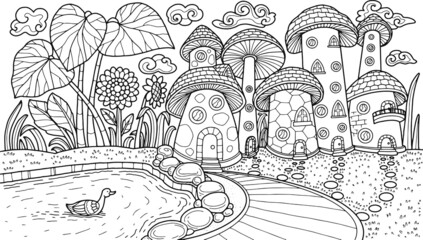 Fantasy Illustration for coloring page adult