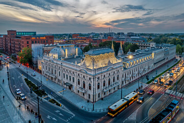 Łódź, Poland- view of the Poznański Palace. 