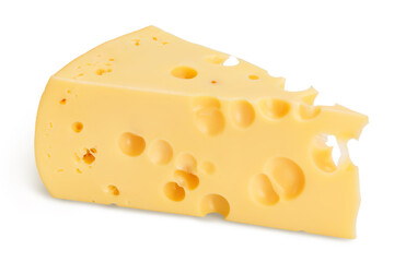 piece of cheese isolated on white background with clipping path and full depth of field