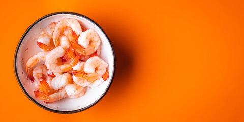 shrimp food boiled prawns seafood meal shrimps snack on the table copy space food background rustic