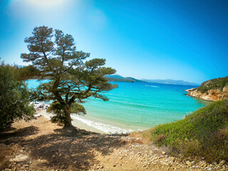 Widok na plaże na krecie. Wakacje na Krecie. 