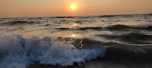 Evening sky on sea shore