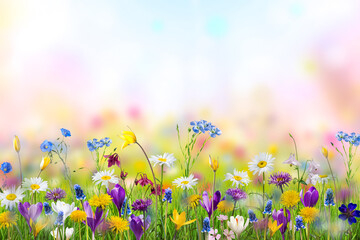 Wild flowers in green grass