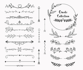 Hand drawn decorative wedding ornaments collection