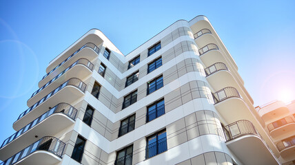Modern elements in contemporary architecture.. Architectural details of a modern apartment building.