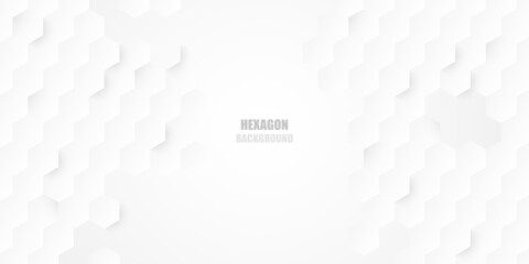 Embossed hexagon, abstract honeycomb, white background, light and shadow. Vector.