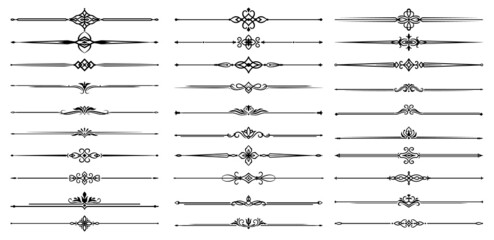 Vintage decor borders, delimiters and dividers, vector retro floral ornament vignettes and separators. Flourish embellishment frame borders with flower ornament for wedding and certificate corners