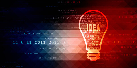 2d illustration bulb future technology, innovation background, creative idea concept