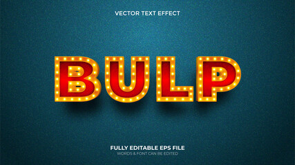 Editable Vector Bulb Cinema Sign Vector Text Effect