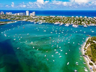 Peanut island Sandbar, Singer Island, Boating, day on the water, Drone Pictures