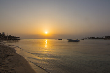 warm sun at the beach and sea on vacation in egypt