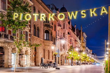 Miasto Łódź- widok na ulicę Piotrkowską. 