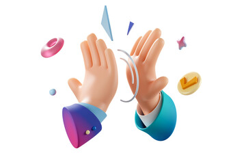 High five 3d rendered illustration