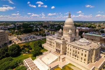 Aerial view of Rhode Island State House in Providence, USA