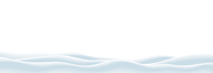 Christmas winter vector of empty snowbanks field. Snow landscape, frozen hills, and snowdrifts decoration isolated on a transparent background