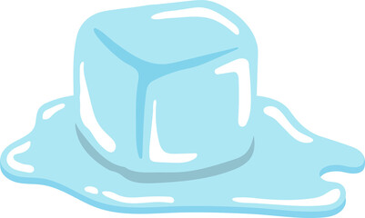 Comic cartoon vector of ice cubes, cold transparent freeze melting