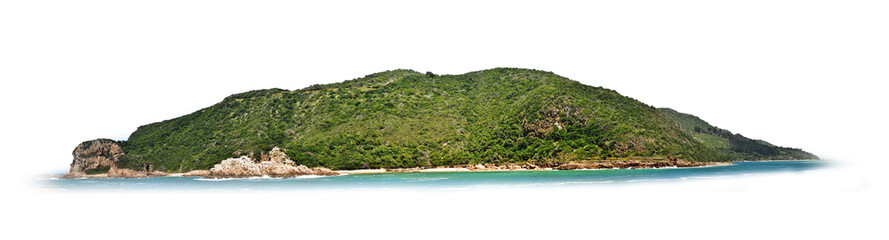 Isolated transparent landscape of a distant island