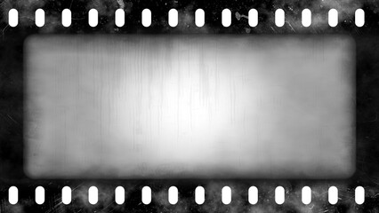 Vintage grunge film isolated on transparent background. Dirty gritty analog vignette border in 8k 16:9 ratio. Corroded, scratched and streaked negative strip 3D rendering.