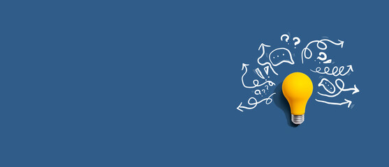 Brainstorming concept with a light bulb