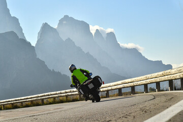 motorbikers in the alps road
