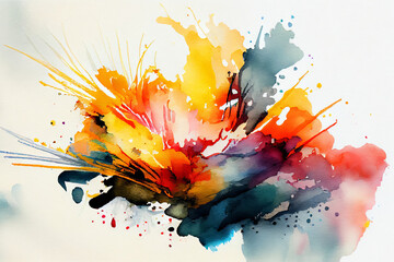 Bright abstract watercolor drawing on a paper image Generative AI