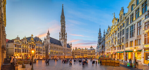 Grand Place in old town Brussels, Belgium city skyline