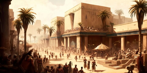 Ancient Egypt around 4000 BC where agrarian festivals Generative AI