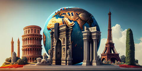 Travel the world visit important cities and monuments 