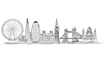 london city skyline sketch