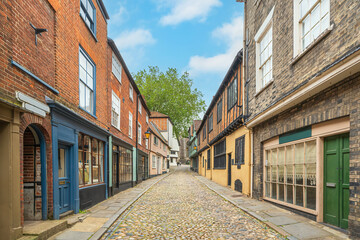 Elm Hill in the East Anglia city of Norwich in England