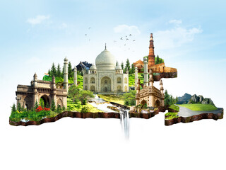 map of India monuments heritage sites landmarks and tours and travel destinations.