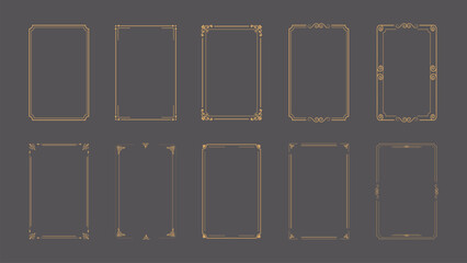 Vector frame set. Decorative golden frames isolated illustrations. Wedding design elements. Decorated borders
