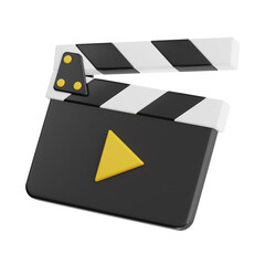 clapperboard 3d, cinema and film 3d render pack, high quality render, transparent background