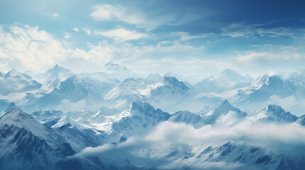 Landscape illustration of alps with a snow rock mountain. Created with Generative AI
