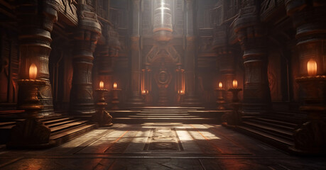 Diwali Ancient Hindu temple interior background