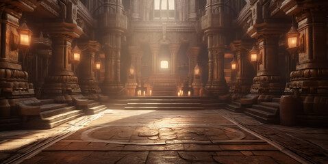 Diwali Ancient Hindu temple interior background