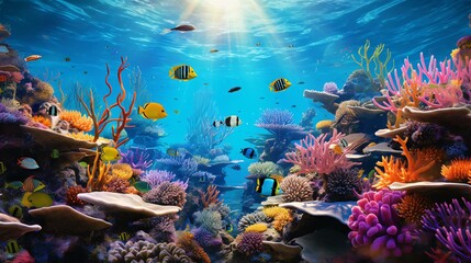 a group of fish swimming in an aquarium