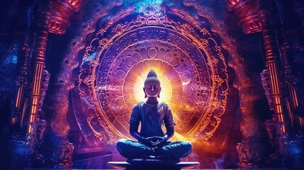 artystyczna sztuka komputerowa ukazująca symbolikę religijną indii w azjii.